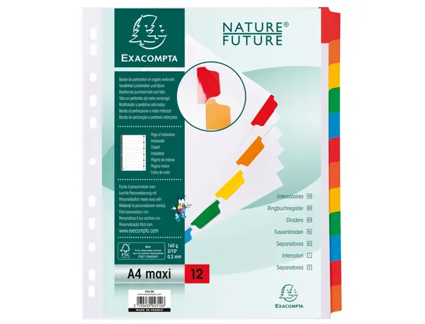 EXACOMPTA Intercalaires en carton, A4 Maxi, 12 touches — Classement & archivage — vue 3