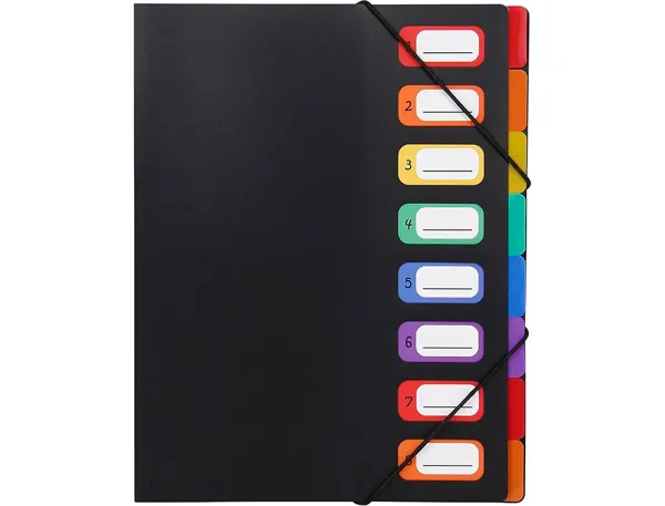 Trieur Viquel À Soufflets Polypropylène 5/10e 8 Compartiments Fermeture Élastique Porte Étiquette Noir — Classement… — vue 3
