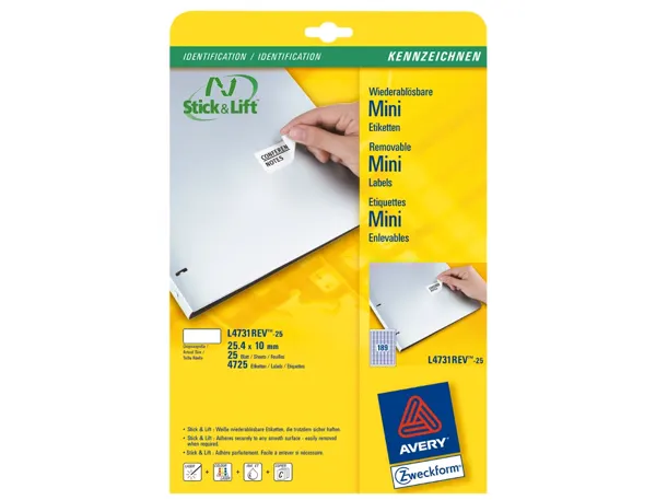AVERY Etiquette multi-usage, enlevable, 25,4 x 10 mm — Fournitures — vue 3
