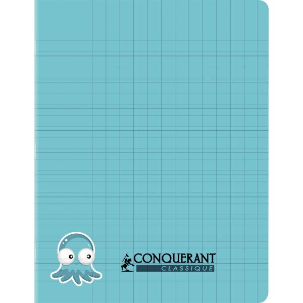 Cahier Piqué Conquérant Écriture Couverture Plastique Souple A5+ 17x22 cm 32 Pages 90g 3 Interlignes 10 mm Coloris Bleu…