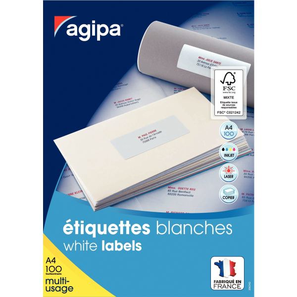 Boîte de 100 étiquettes multi-usages blanches 289,1x199,6mm — Non classé