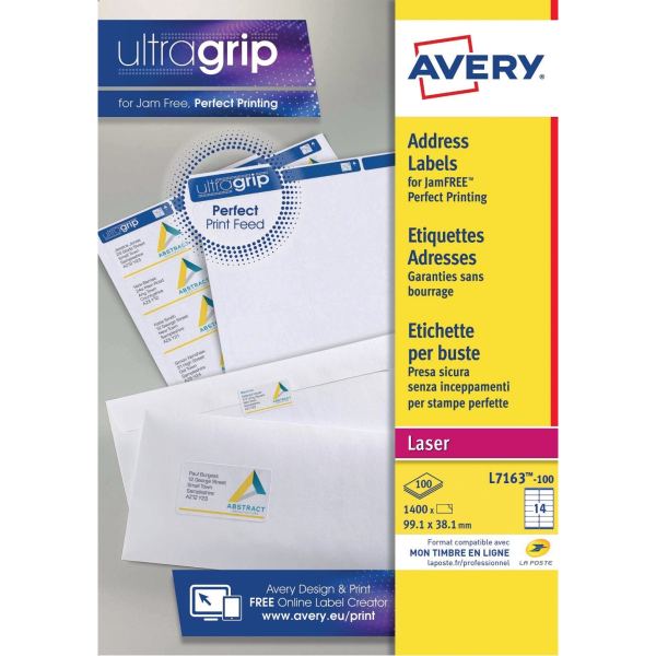 AVERY Etiquette d'adresse, 99,1 x 38,1 mm, blanc — Etiquettes d'expéditions