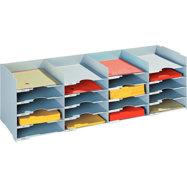 PAPERFLOW Station de tri Formularbox, 20 compartiments, gris — Trieurs à courriers