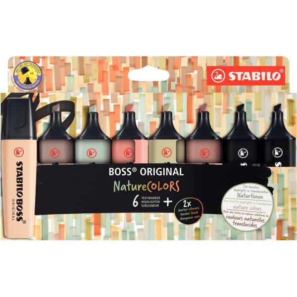 STABILO Surligneur "BOSS ORIGINAL" NatureCOLORS, étui de 8 — Surligneurs
