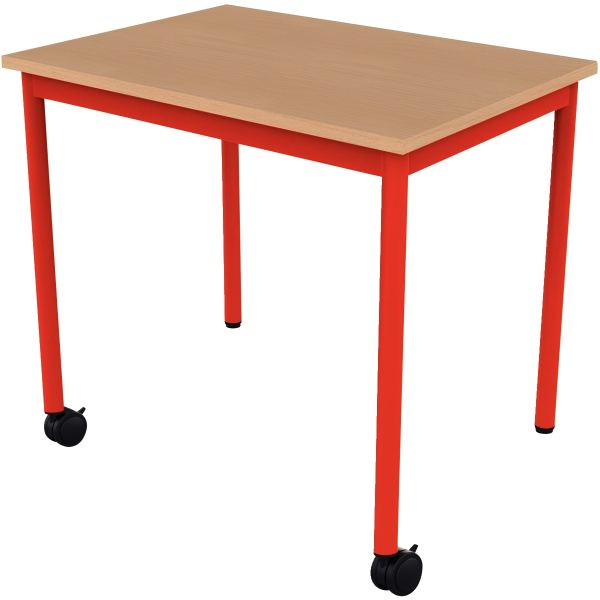 Table 70x50 cm 2 roulettes taille 5 rouge, N.C — UNIVERS PETITE ENFANCE