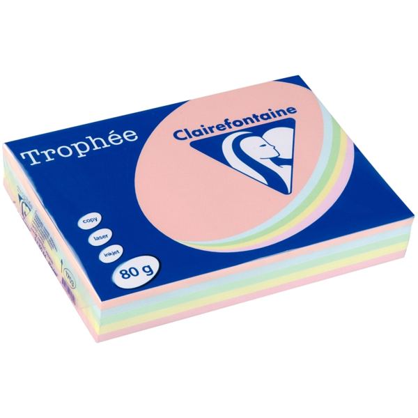 Papier Couleur Clairefontaine Trophée Multifonction A4 80g/M2 Couleurs Assorties Pastel Paquet 500 Feuilles — PAPIERS