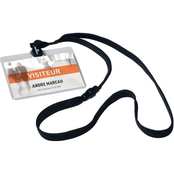 DURABLE Badge, avec lacet textile, 90 x 60 mm, noir — Badges & accessoires