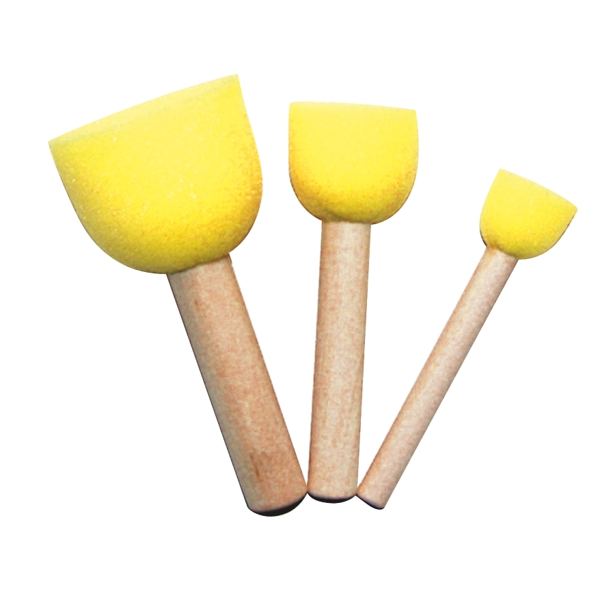 Lot de 30 pochoirs ronds, manche en bois, embout en mousse, N.C — DESSIN SCOLAIRE ET PROFESSIONNEL