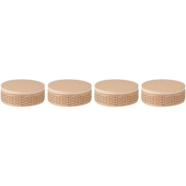 Lot de 4 boites rondes tressées en carton, N.C — TRAVAUX MANUELS