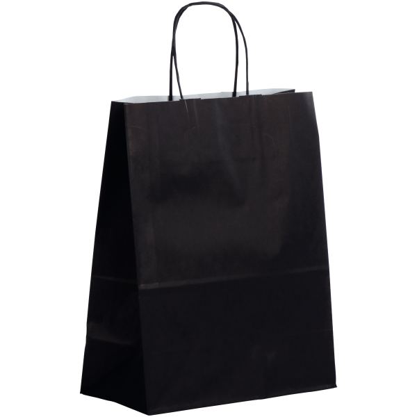 Paquet de 50 sacs kraft noir 23x+12x30 cm poignées torsadées, N.C — COURRIER ET EXPEDITION