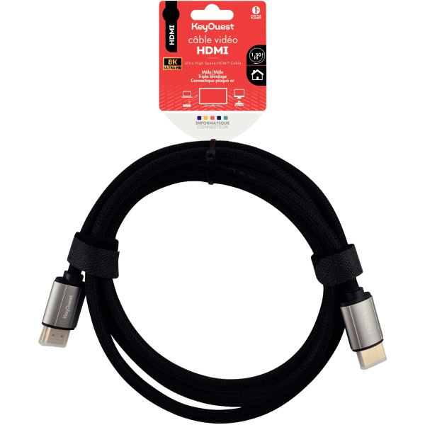 Cordon HDMI 2.1 8K 1,50m noir, N.C — INFORMATIQUE