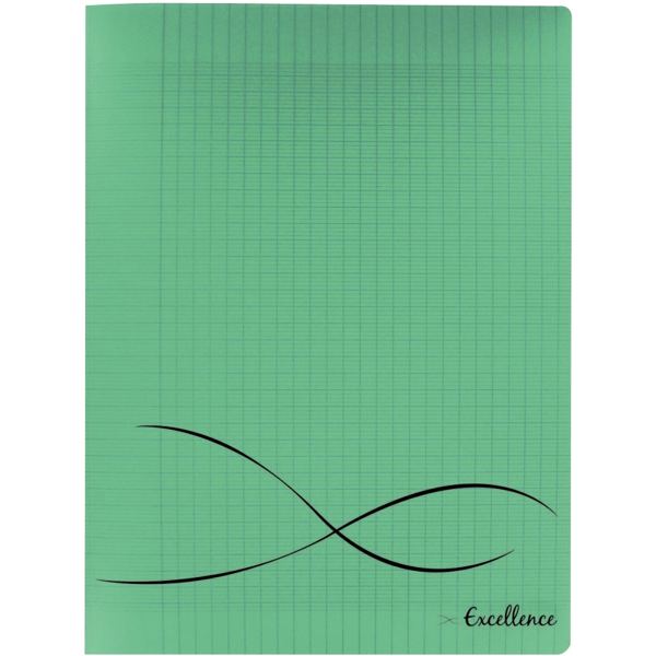 Piqûre 64 pages EXCELLENCE, format 17x22 cm, papier blanc 90g, seyès, couverture polypropylène vert — CAHIERS ET DERIVES DE…