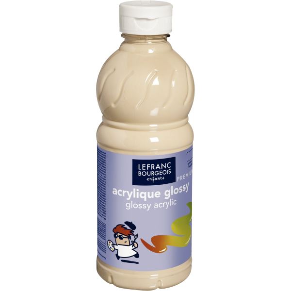 Flacon 500 ml d'acrylique Glossy Lefranc Bourgeois, pêche, COLOR AND CO — DESSIN SCOLAIRE ET PROFESSIONNEL