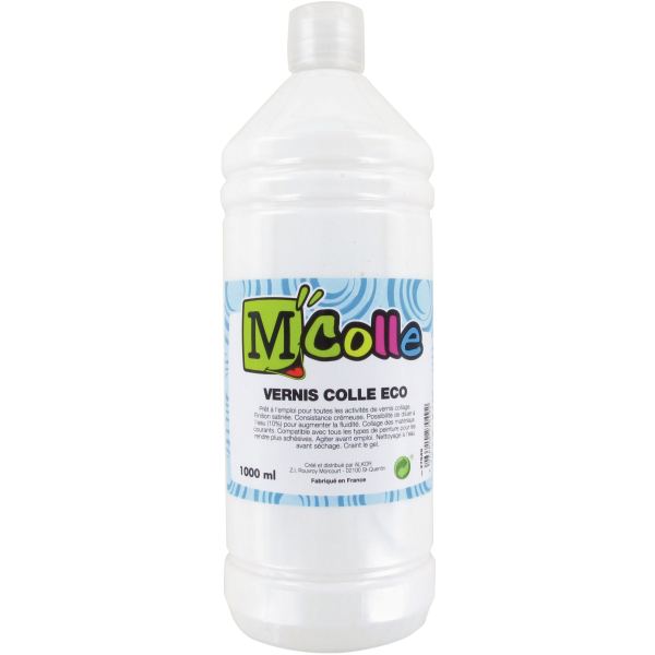 Flacon 1L de vernis colle économique M'Colle, M.COLLE — PETIT MATERIEL BUREAU ET ECOLE