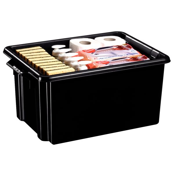CEP Bac de rangement Maxi strata, 32 litres, noir — Boîtes de rangement, plastique