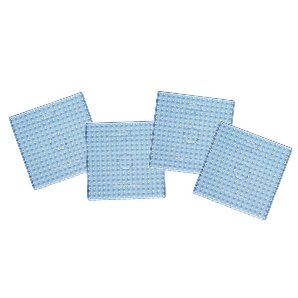 Sachet 4 plaques préformées pour perles Hama taille maxi, forme carrée transparente, format 15x15cm — TRAVAUX MANUELS