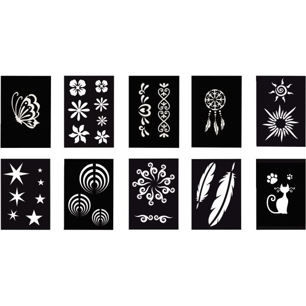 Lot de 10 pochoirs adhésifs repositionnables, assortiment 1, GRAINE CREATIVE — DESSIN SCOLAIRE ET PROFESSIONNEL