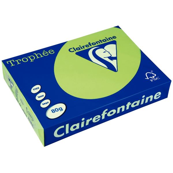Ramette de 500 feuilles format A4 80g vert fluo CLAIREFONTAI, TROPHEE — PAPIERS