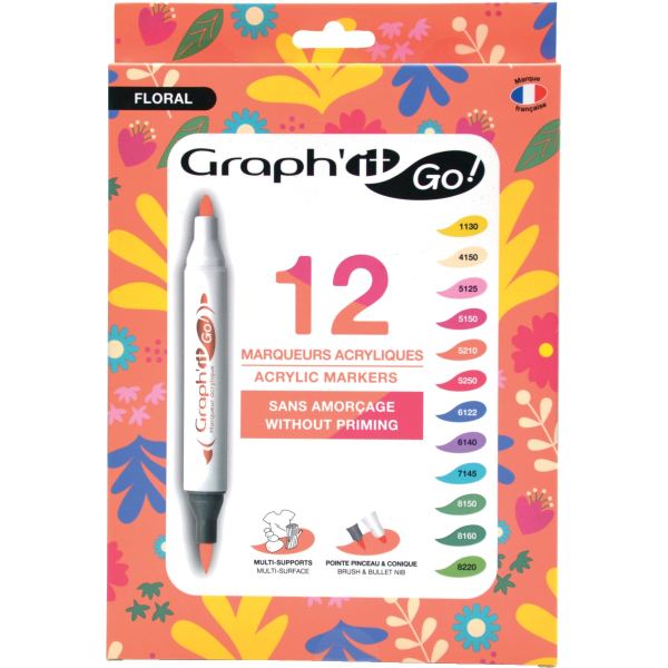 Pochette de 12 marqueurs Graph It floral, N.C — ECRIRE ET CORRIGER