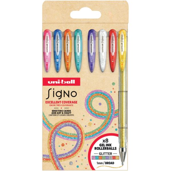 Pochette de 8 stylos gel Signo pailletés, N.C — ECRIRE ET CORRIGER