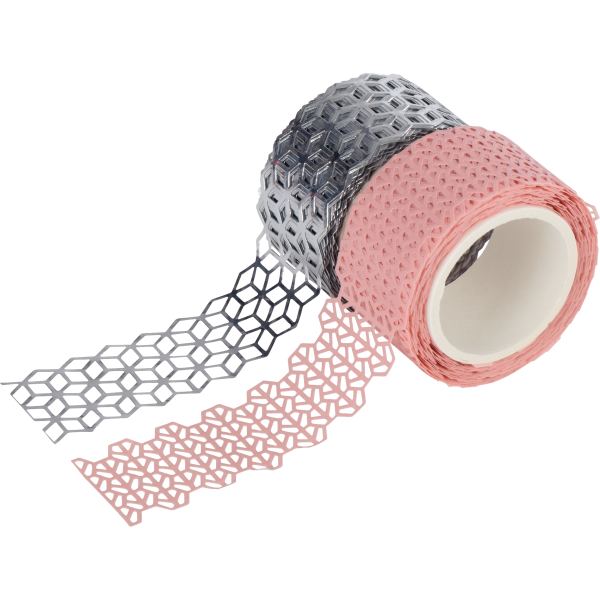 Lot 2 rouleaux de ruban papier adhésif rose et argent 5m x 2, N.C — TRAVAUX MANUELS