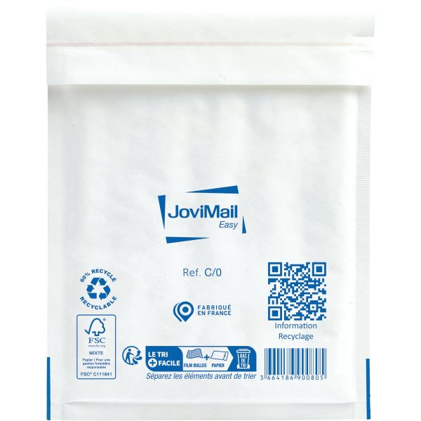 Carton de 100 pochettes blanches bulles d'air 150x210 mm, JOVIMAIL — COURRIER ET EXPEDITION