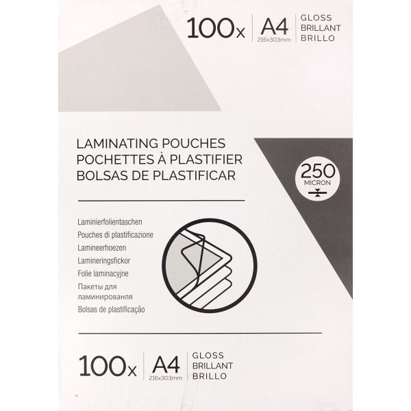 Boite de 100 pochettes à plastifier format 216x303mm pour document A4 ép 250µ — Non classé