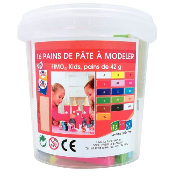 Atelier Fimo Kids, 16 pains de 42 grammes de pâte à modeler — TRAVAUX MANUELS