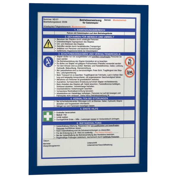 Sachet de 2 cadres d'affichage A4 adhésif repositionnable avec contour magnétique bleu, DURABLE — Cadres d'informations