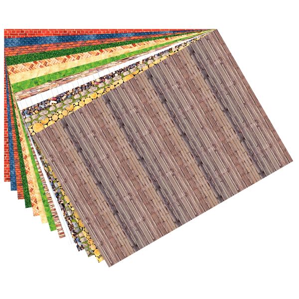 Paquet de 13 feuilles de papier motif structures assorties f, N.C — TRAVAUX MANUELS