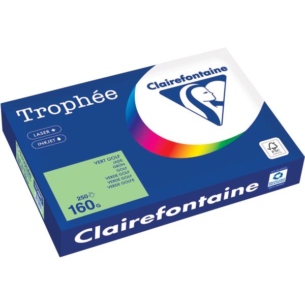 Paquet de 250 feuilles format A3 160g vert golf CLAIREFONTAI, TROPHEE — PAPIERS