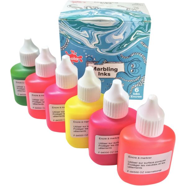 Kit de marbling 6 flacons 25 ml, couleurs fluorescentes, N.C — DESSIN SCOLAIRE ET PROFESSIONNEL