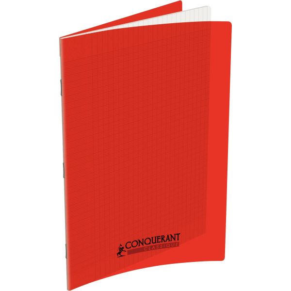 Piqûre 48 pages CONQUERANT, A4, seyès, couv PP rouge — Non classé