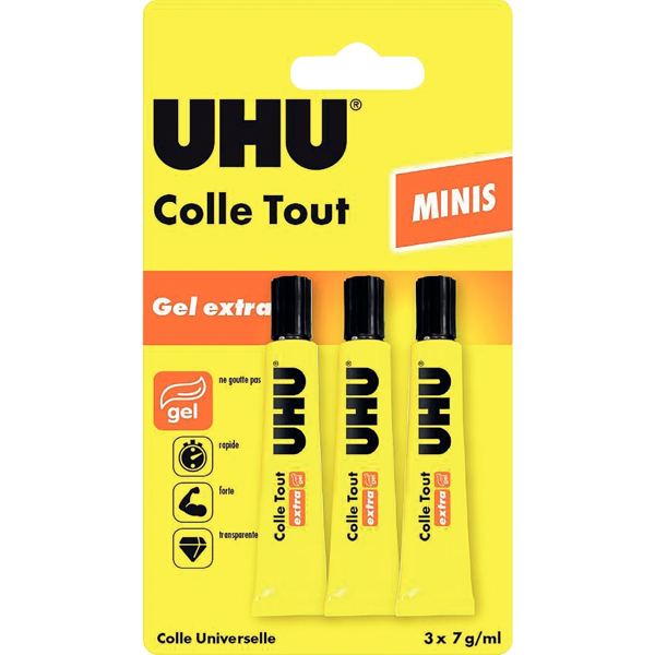 Lot de 3 tubes 7ml colle gel, N.C — PETIT MATERIEL BUREAU ET ECOLE