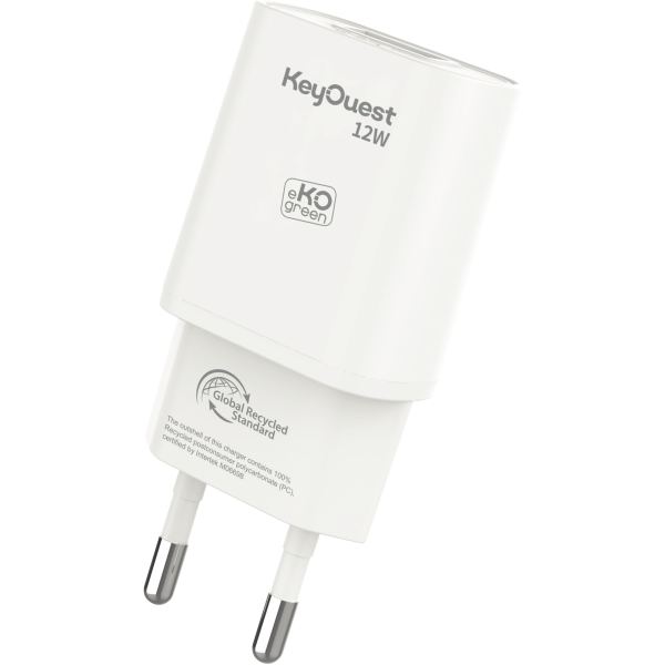 Chargeur secteur 1 port USB-A 12W blanc, EKOGREEN — INFORMATIQUE