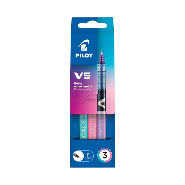 Pochette de 3 rollers V5 turquoise rose et violet, N.C — ECRIRE ET CORRIGER