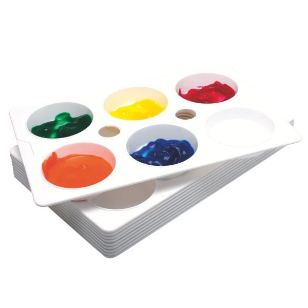 Lot de 10 palettes rectangulaires, divisées en 6 godets, N.C — DESSIN SCOLAIRE ET PROFESSIONNEL