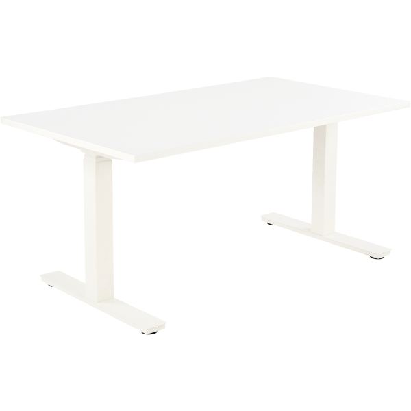 Bureau assis debout L160 cm Boost plateau blanc/piètement bl, N.C — MOBILIER