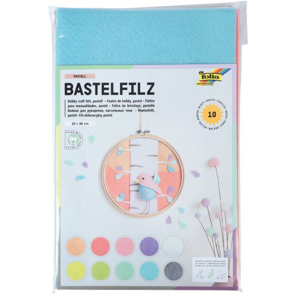 folia Feutrine de bricolage, 200 x 300 mm, 150 g/m2, pastel — Accessoires de bricolage