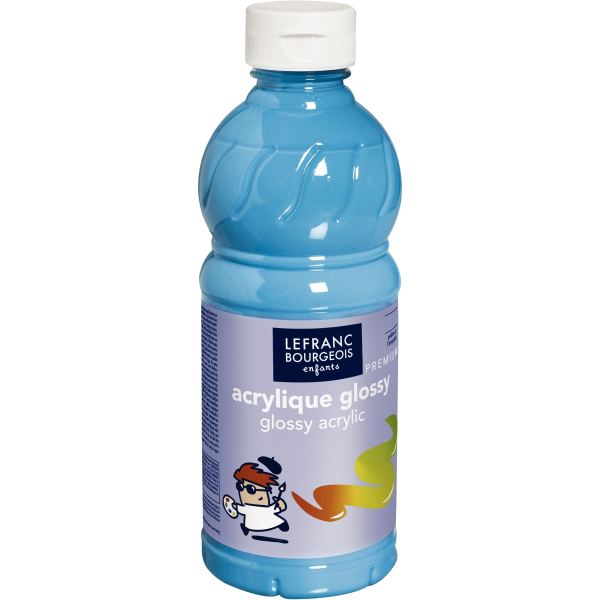 Flacon 500ml d'acrylique Glossy Lefranc Bourgeois, bleu turquoise — Non classé
