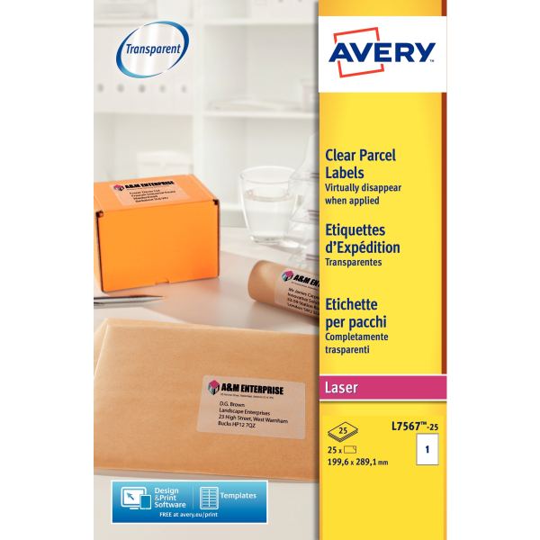 AVERY Etiquette d'expédition, transparent, 210 x 297 mm — Etiquettes d'expéditions