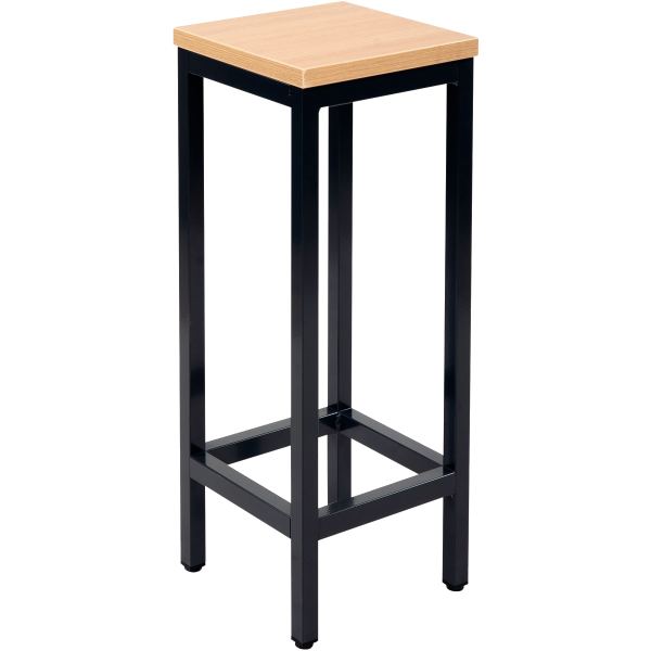 Tabouret H74 cm plateau hêtre/piètement noir, N.C — MOBILIER