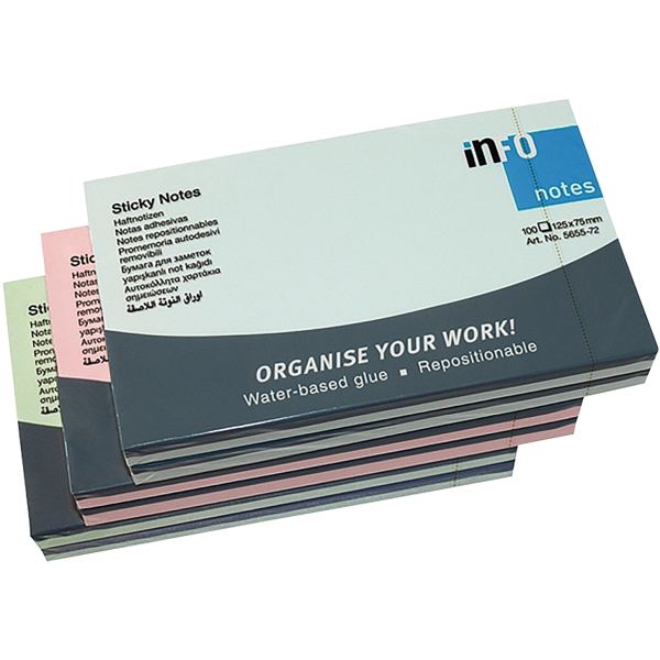 Paquet de 6 blocs repositionnables 75 x 125 mm pastel colori, N.C — CAHIERS ET DERIVES DE PAPIER