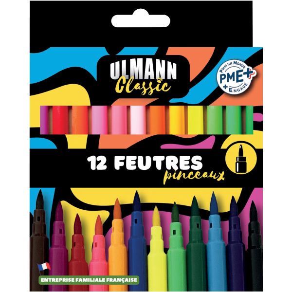 Pochette de 12 feutres pinceaux pointe moyenne assortis, N.C — DESSIN SCOLAIRE ET PROFESSIONNEL
