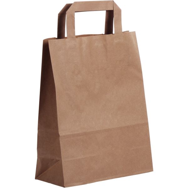 Paquet de 50 sacs kraft brun 22+10x28 cm poignées plates, N.C — COURRIER ET EXPEDITION