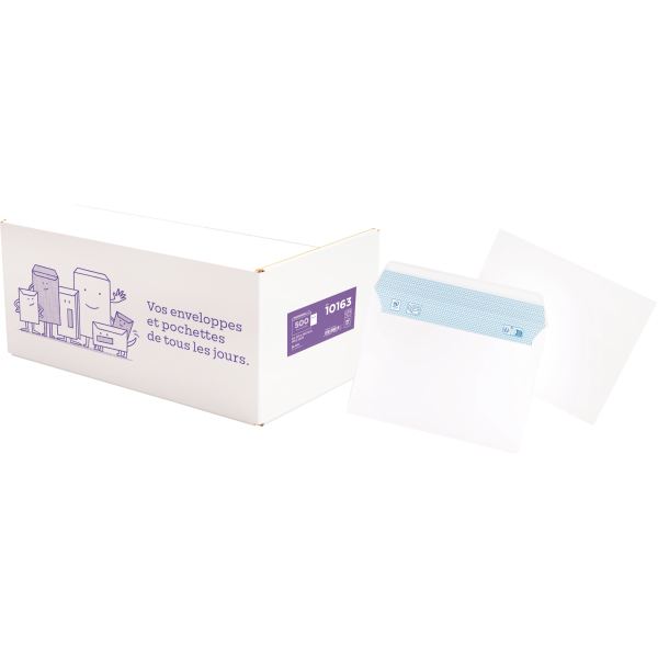 Boite de 500 enveloppes blanches 114x162 mm 80g bande sillico, N.C — COURRIER ET EXPEDITION