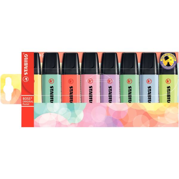 STABILO Surligneur BOSS ORIGINAL Pastel, étui en PET de 8 — Surligneurs