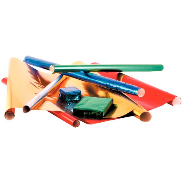 Carton de 10 rouleaux de papier métallisé 1 face 200 x 70 cm couleurs assorties — Non classé