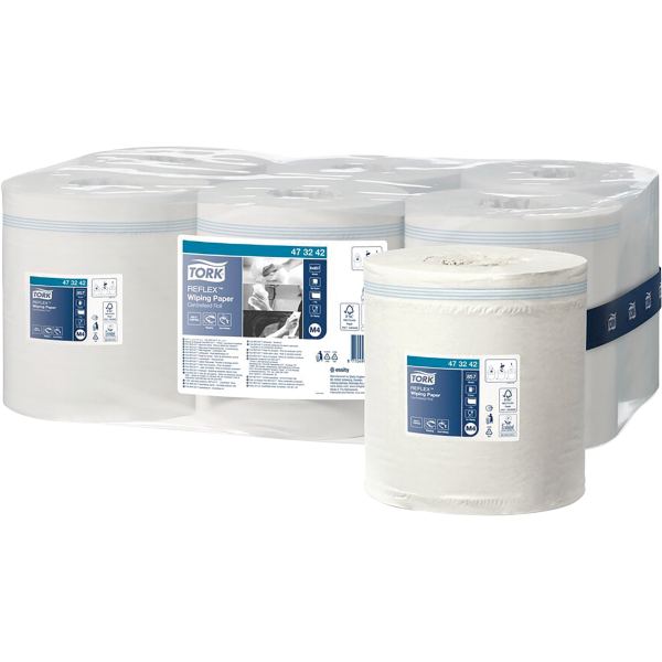 TORK Reflex Rouleau nettoyant multi-usage, 300 m, blanc — Papiers d'hygiène