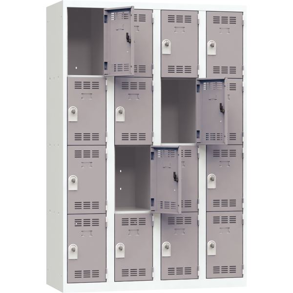 Vestiaire d'atelier 4 colonnes 16 cases industrie propre L12, N.C — MOBILIER